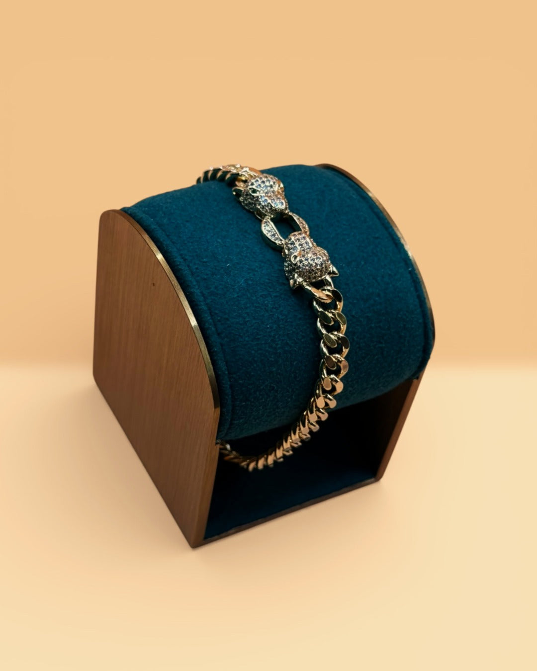 Brățara Cuban Twin Tigers Damă Placată cu Aur 18k 5mm