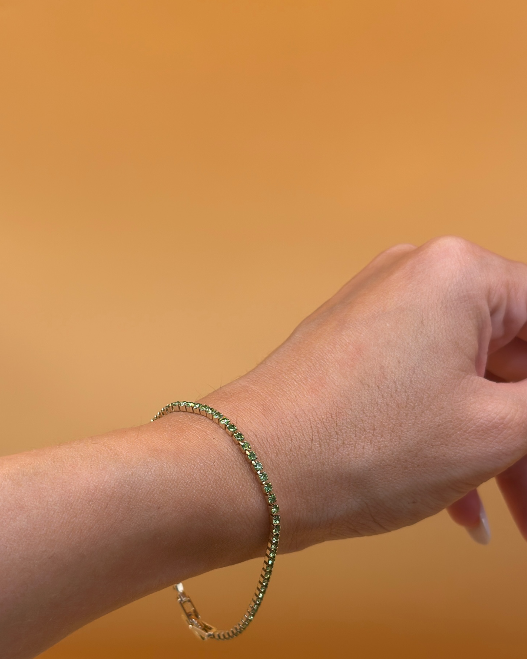 Brățară Tennis Verde 2mm Bărbat/Femeie Placată cu Aur 18K