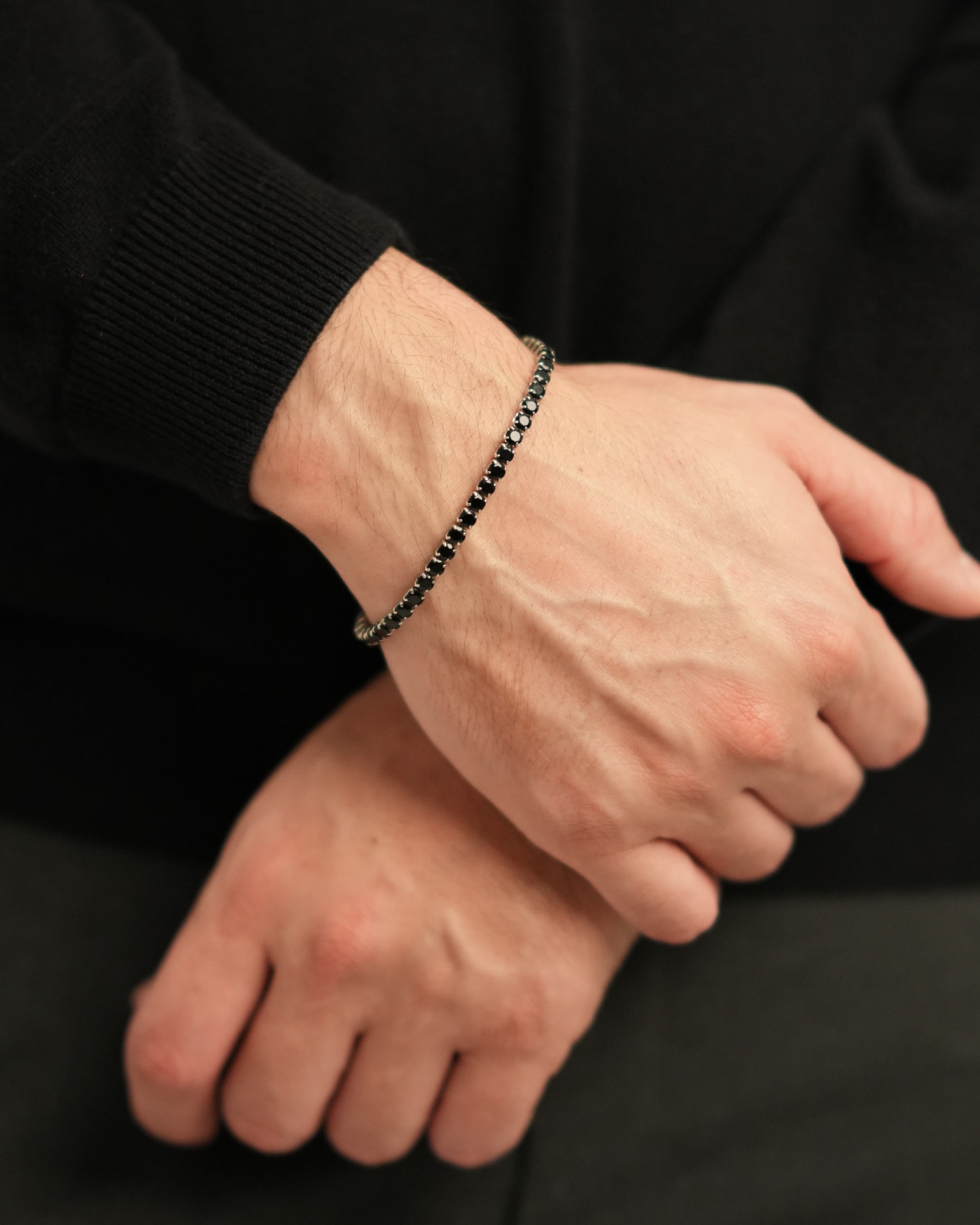 Brățara Tennis Neagră Bărbați/Damă Oțel Inoxidabil 4mm