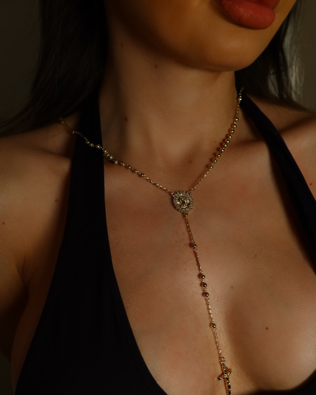 Colier Rozariu Maica Domnului Damă/Bărbați Placat cu Aur 18K