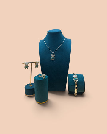 Set Teddy Verde Damă Placat cu aur 18k 5 Piese
