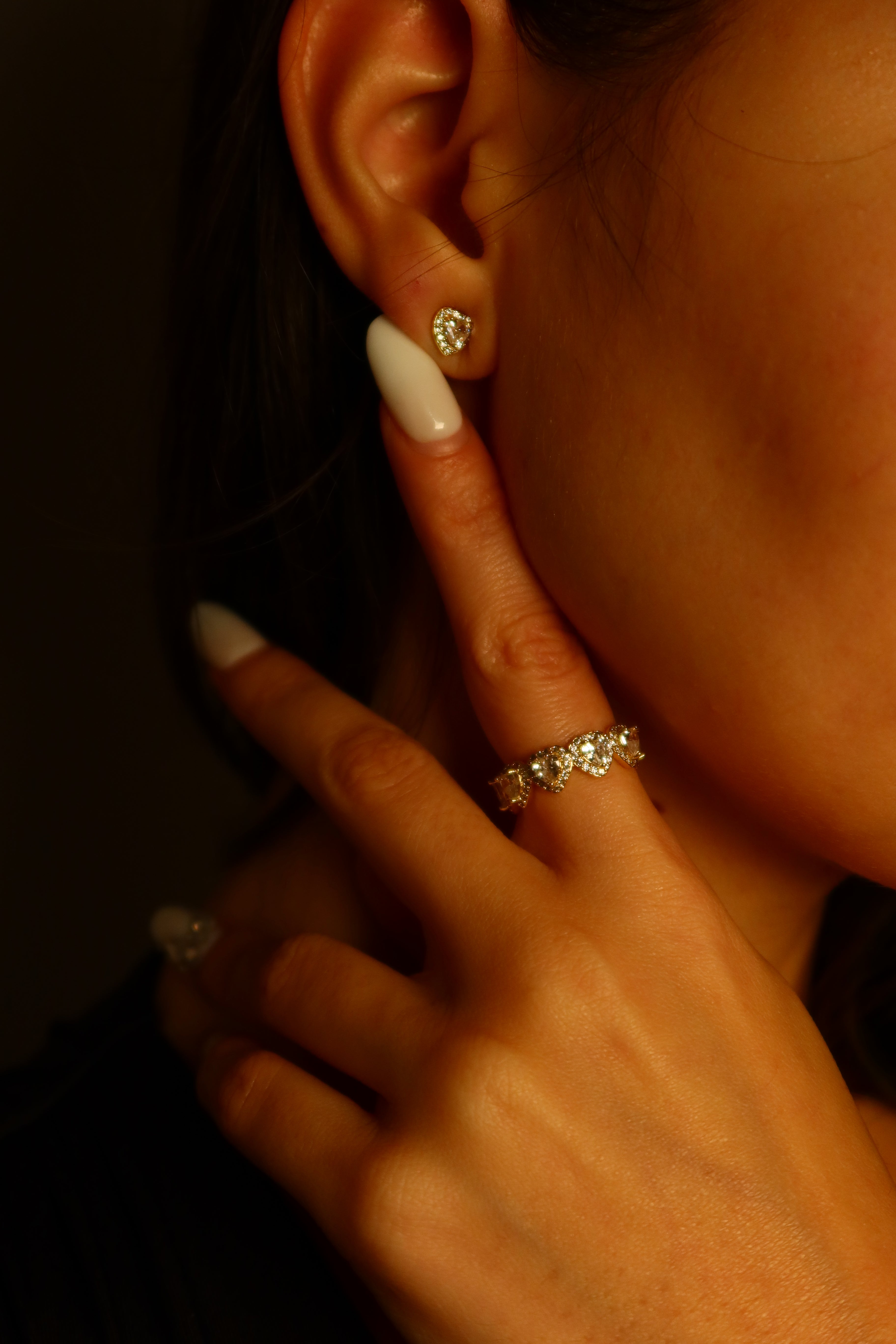 Set Heart Damă Inel+Cercei Placați cu Aur 18K