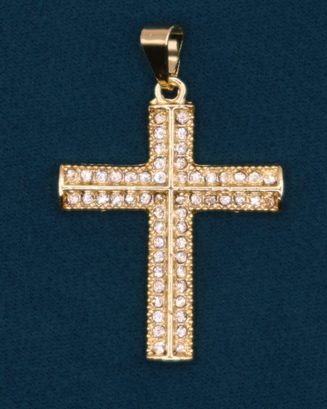 Pandantiv Cross Damă/Bărbați Placat cu Aur 18K