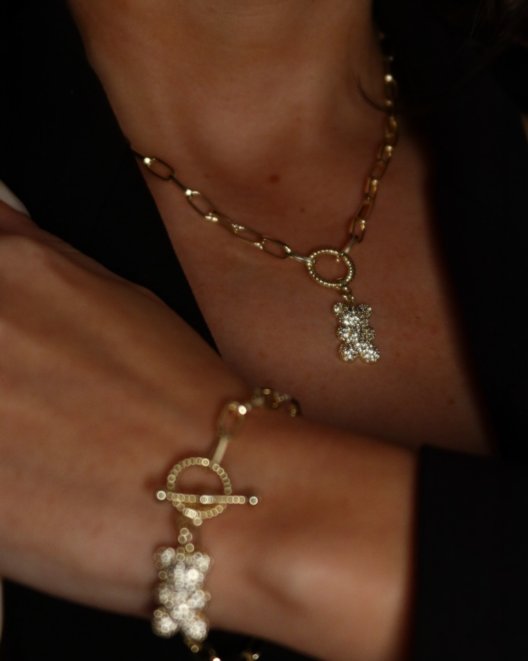 Set Teddy Colier+Brățară Damă Placat cu Aur 18K