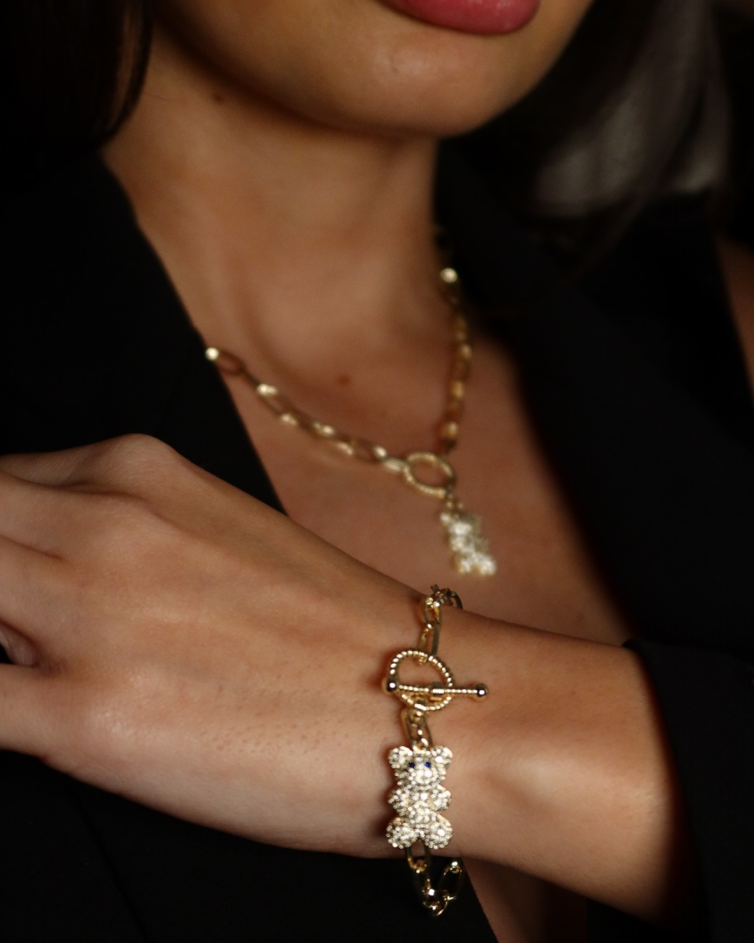 Set Teddy Colier+Brățară Damă Placat cu Aur 18K