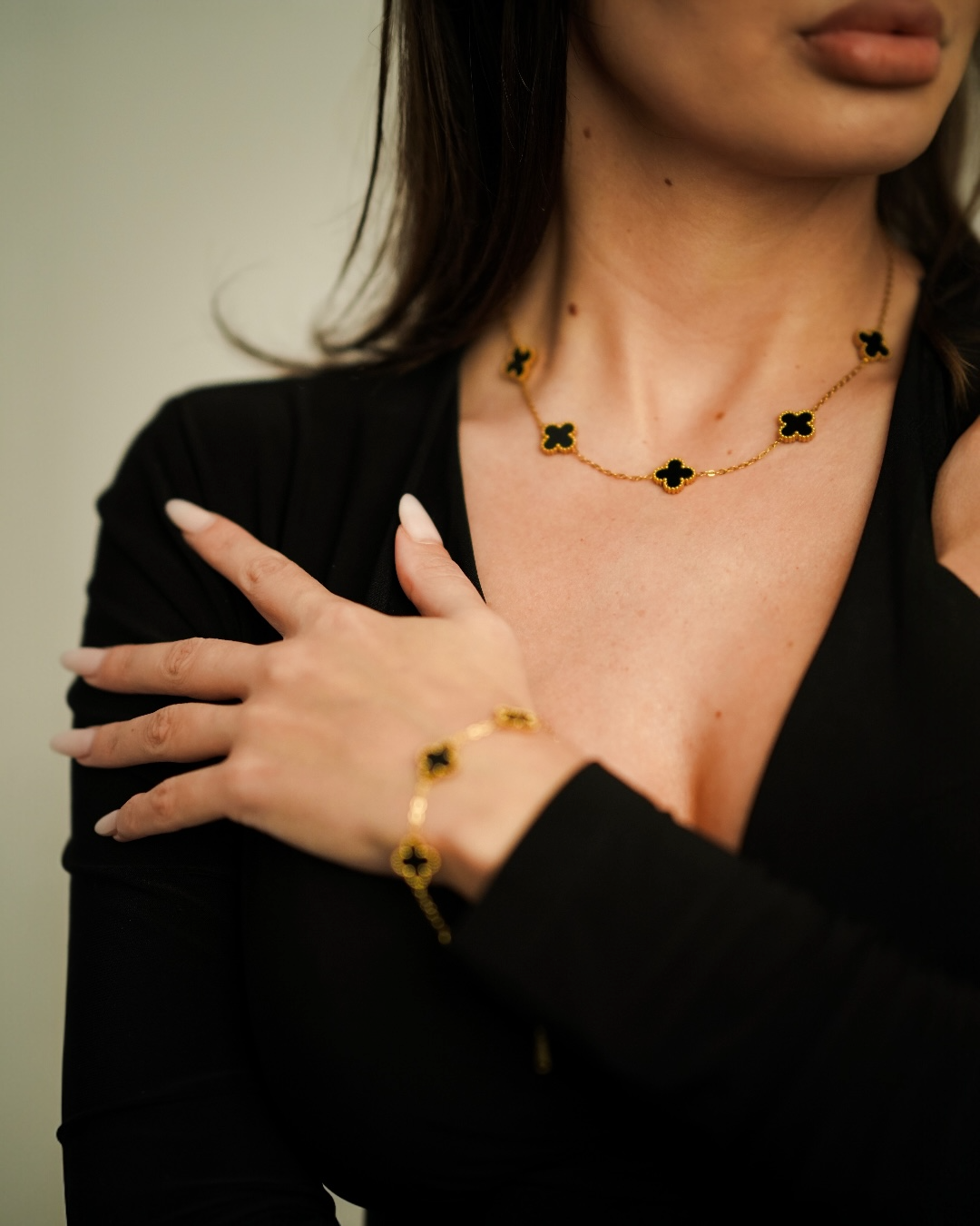 Set Van Negru Damă Colier/Brățară Oțel Inoxidabil