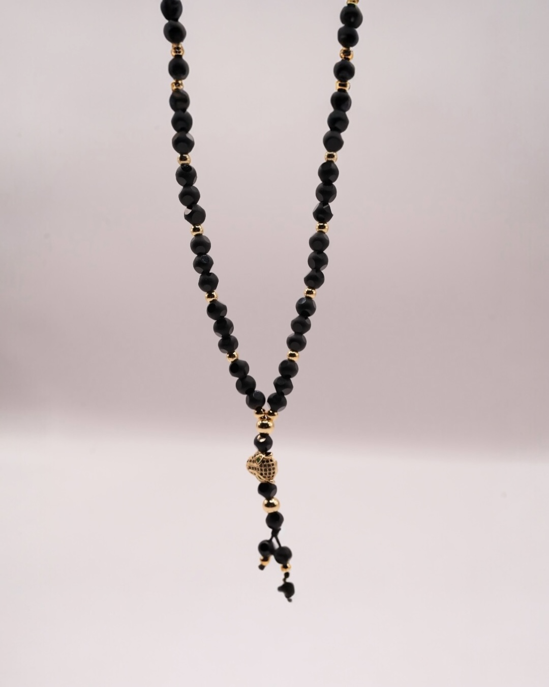 Rozariu Black Tiger Bărbați/Damă Placată cu Aur 18k 65cm