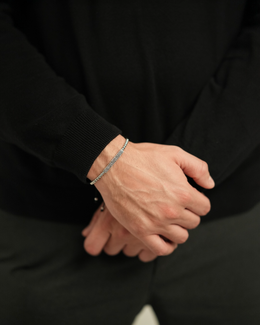 Brățara Hugo Bărbați/Damă Placată cu Aur Alb Reglabilă/Șnur