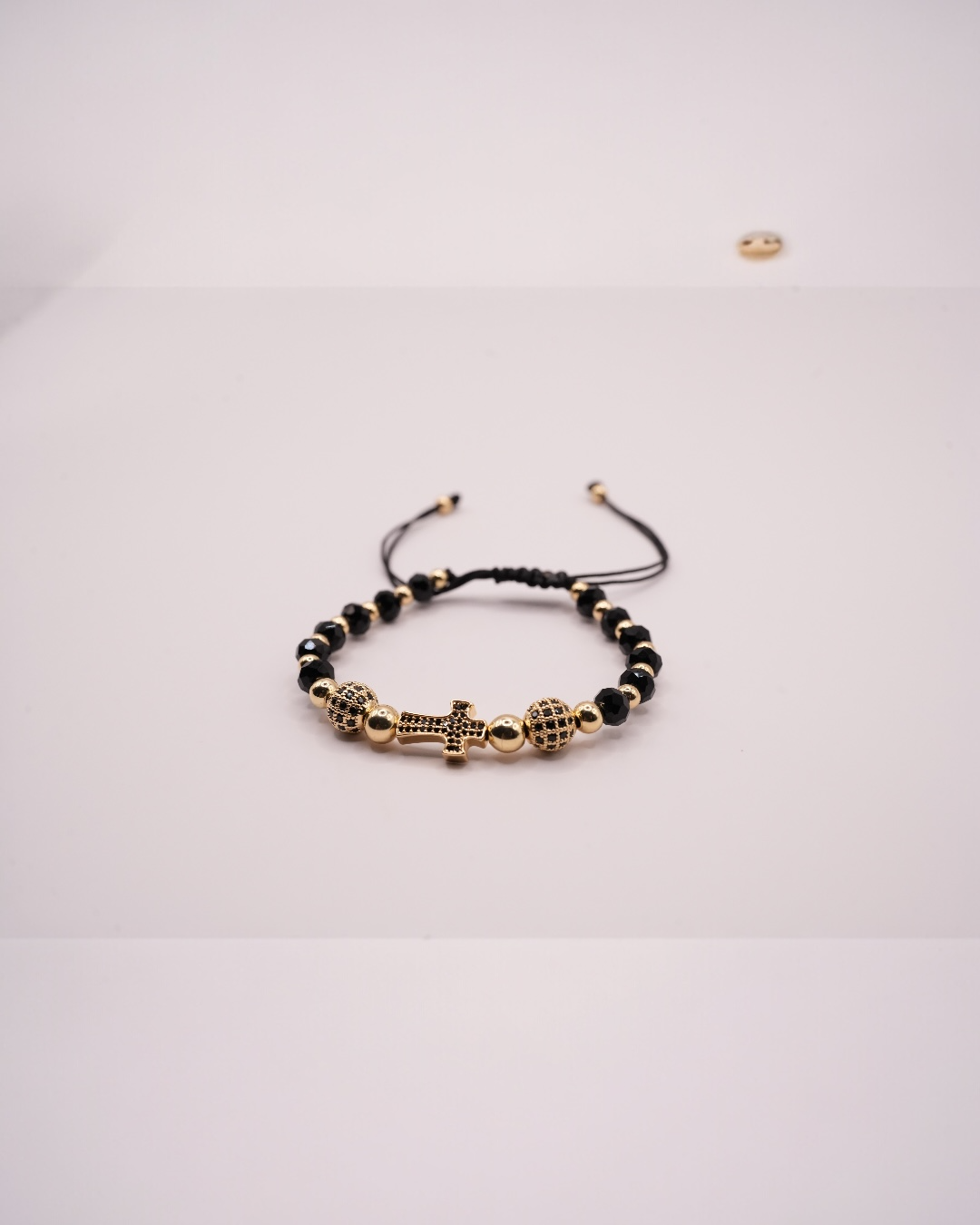 Brățara Cruce Bărbați/Damă Placată cu Aur 18k Reglabilă/Șnur