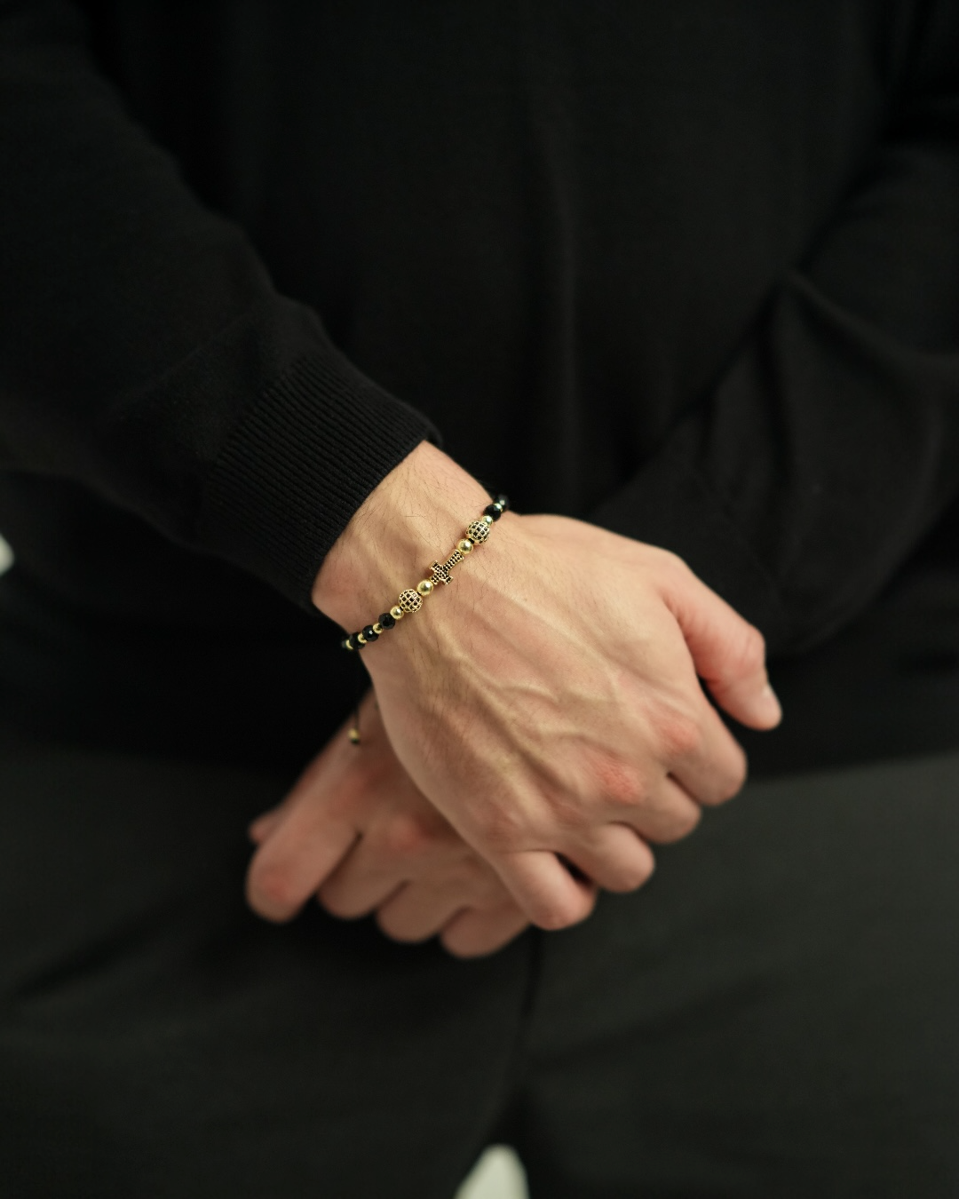 Brățara Cruce Bărbați/Damă Placată cu Aur 18k Reglabilă/Șnur