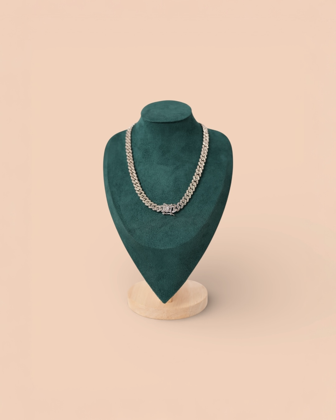 Colier Cuban Glacier Damă/Bărbați Oțel Inoxidabil 8mm