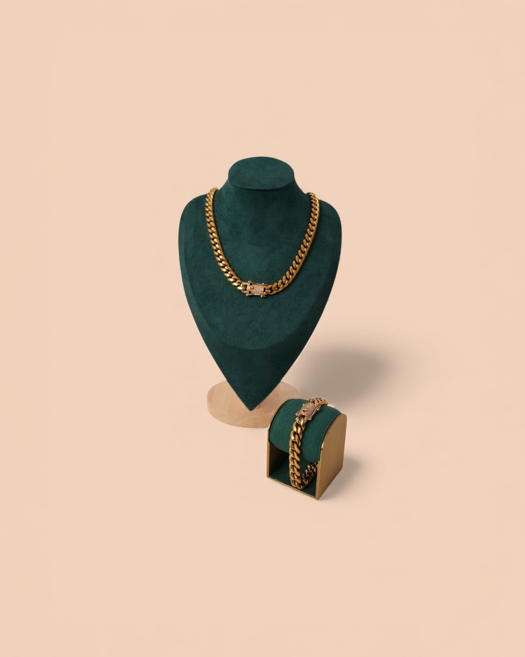 Set Cuban Bronze Bărbați/Damă Oțel Inoxidabil 12mm