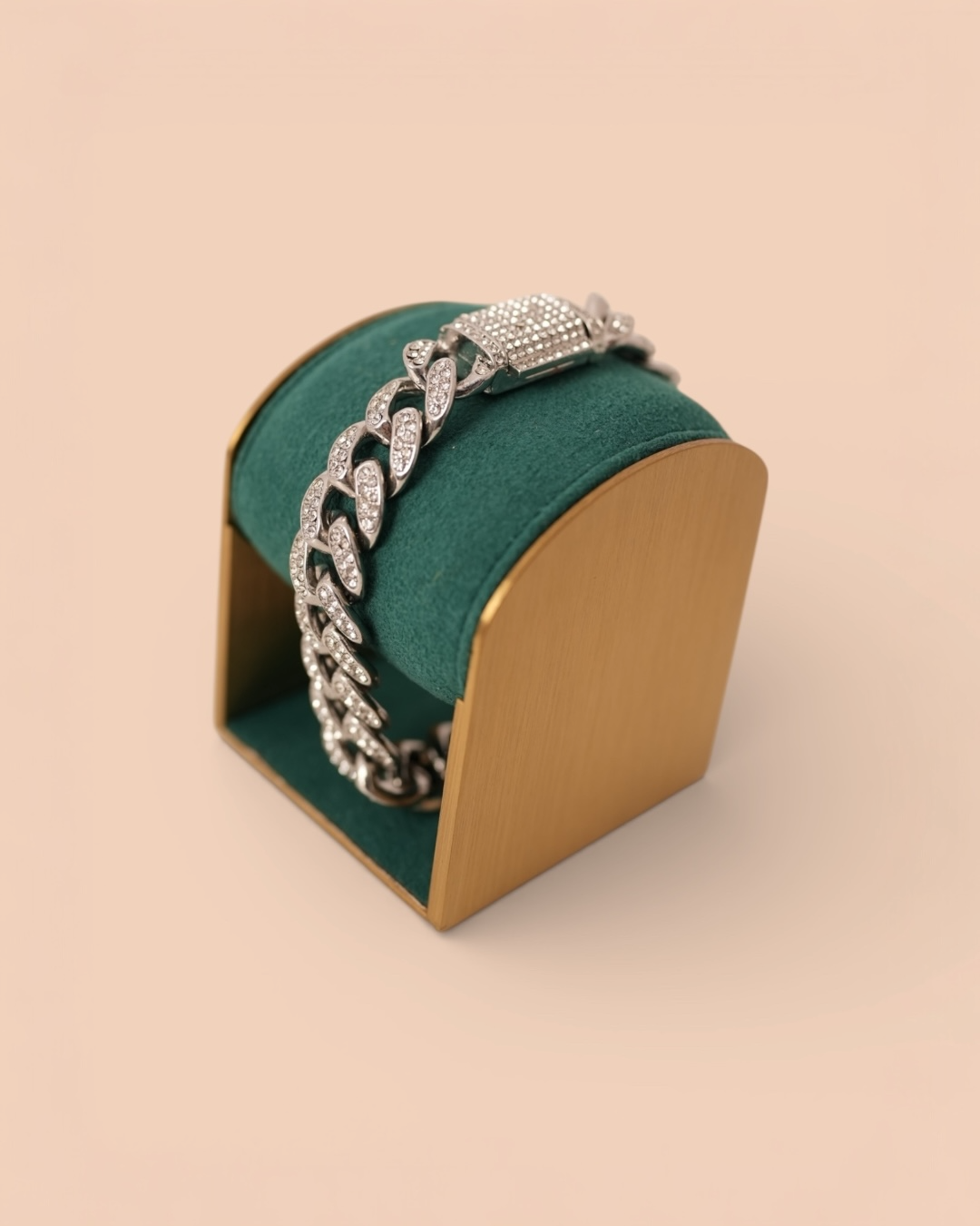 Brățara Cuban White Crystal Bărbați/Damă Oțel Inoxidabil 12mm