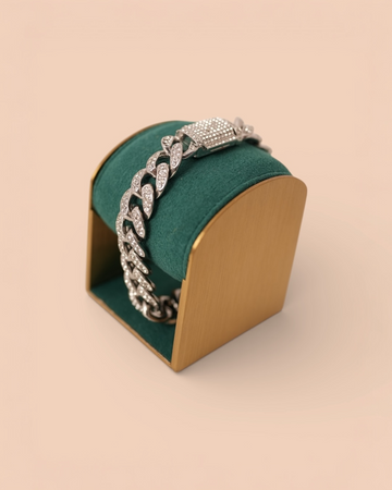 Brățara Cuban White Crystal Bărbați/Damă Oțel Inoxidabil 12mm