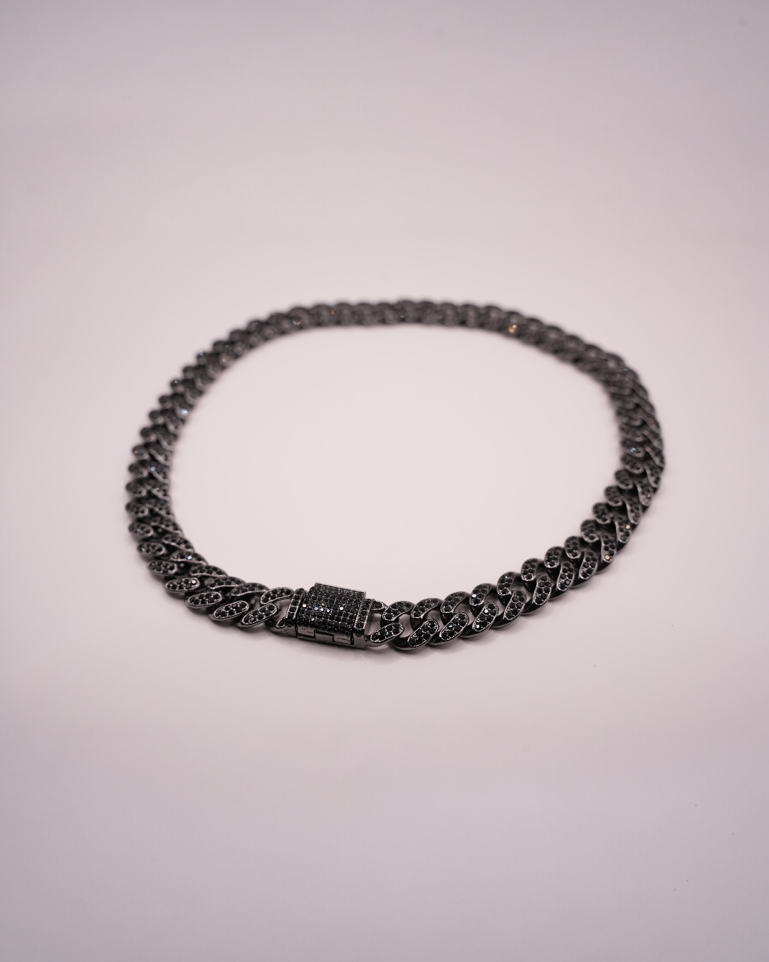 Colier Cuban Negru Damă/Bărbați Oțel Inoxidabil 12mm