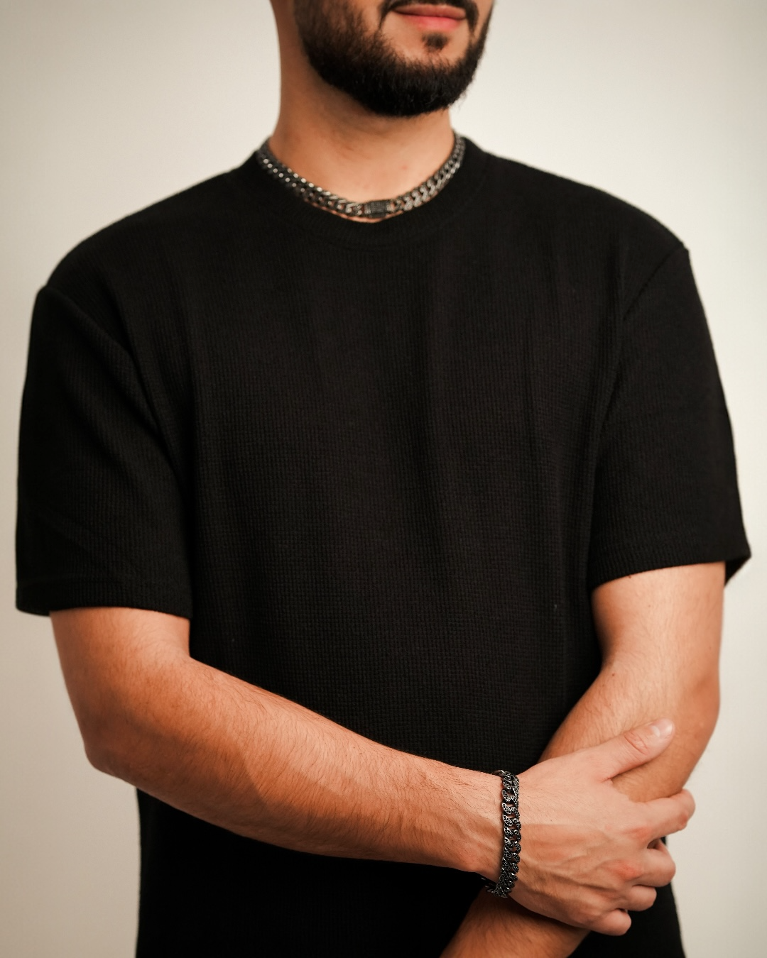 Set Cuban Black Crystal Damă/Bărbați Oțel Inoxidabil 12mm