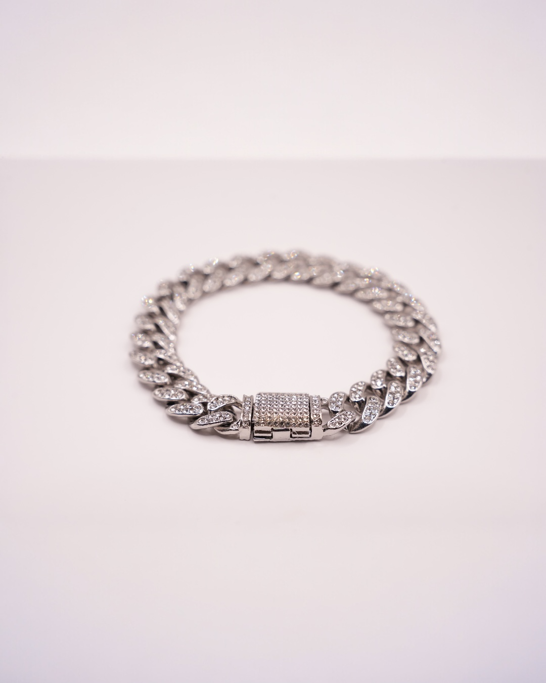 Brățara Cuban White Crystal Bărbați/Damă Oțel Inoxidabil 12mm