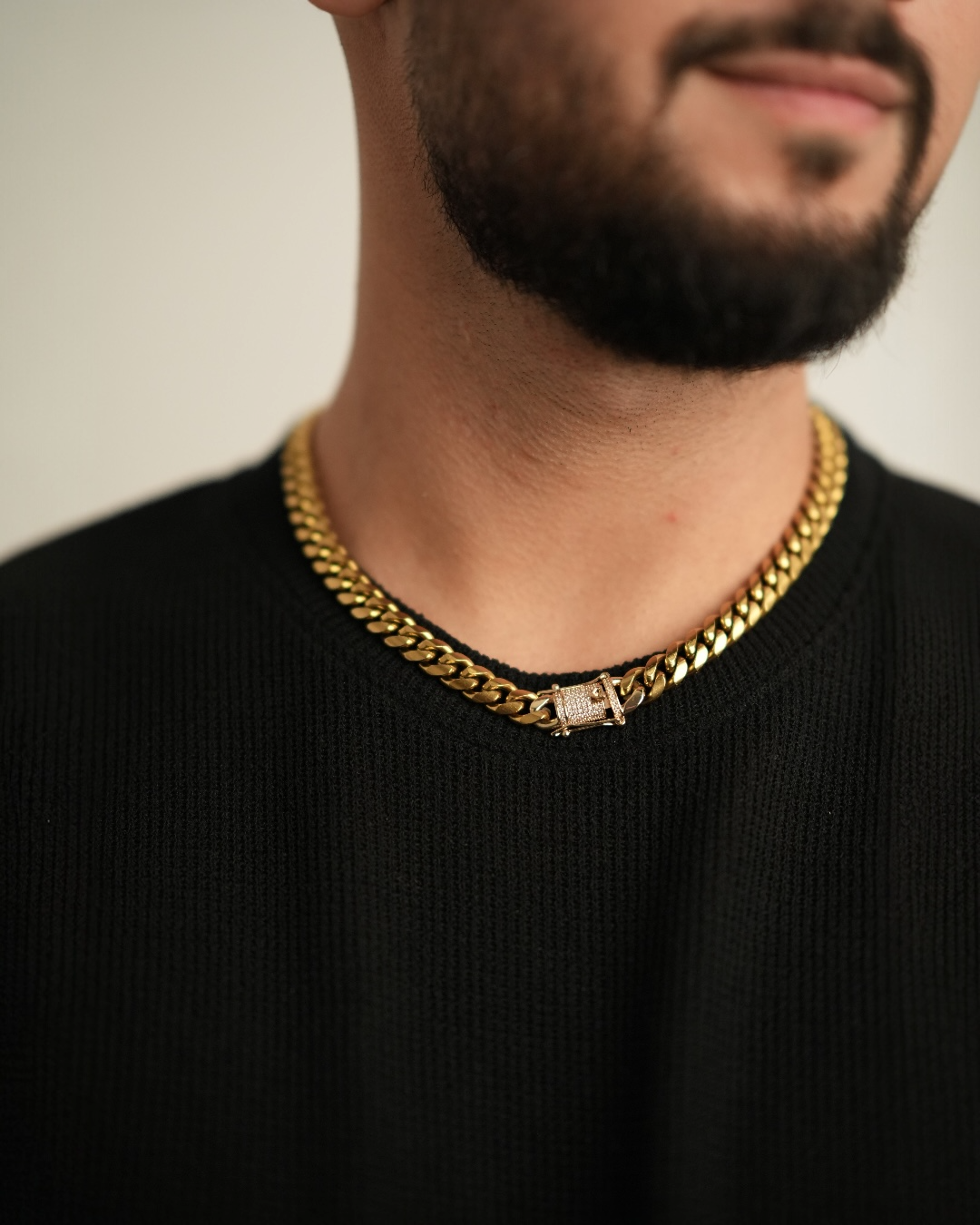 Colier Cuban Bronze Bărbați/Damă Oțel Inoxidabil 12mm