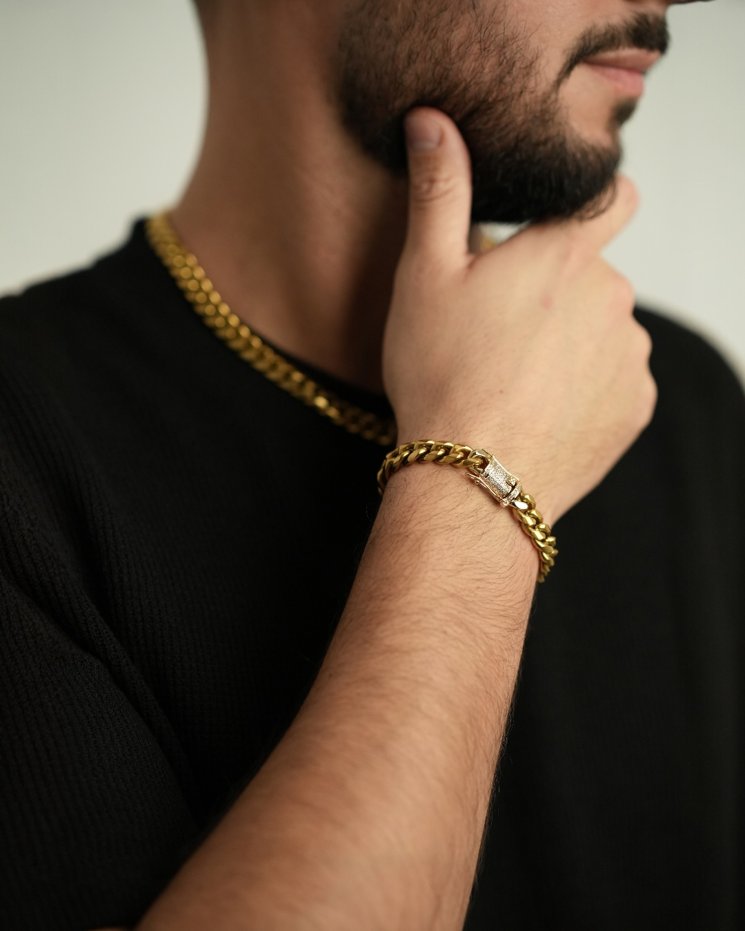 Set Cuban Bronze Bărbați/Damă Oțel Inoxidabil 12mm