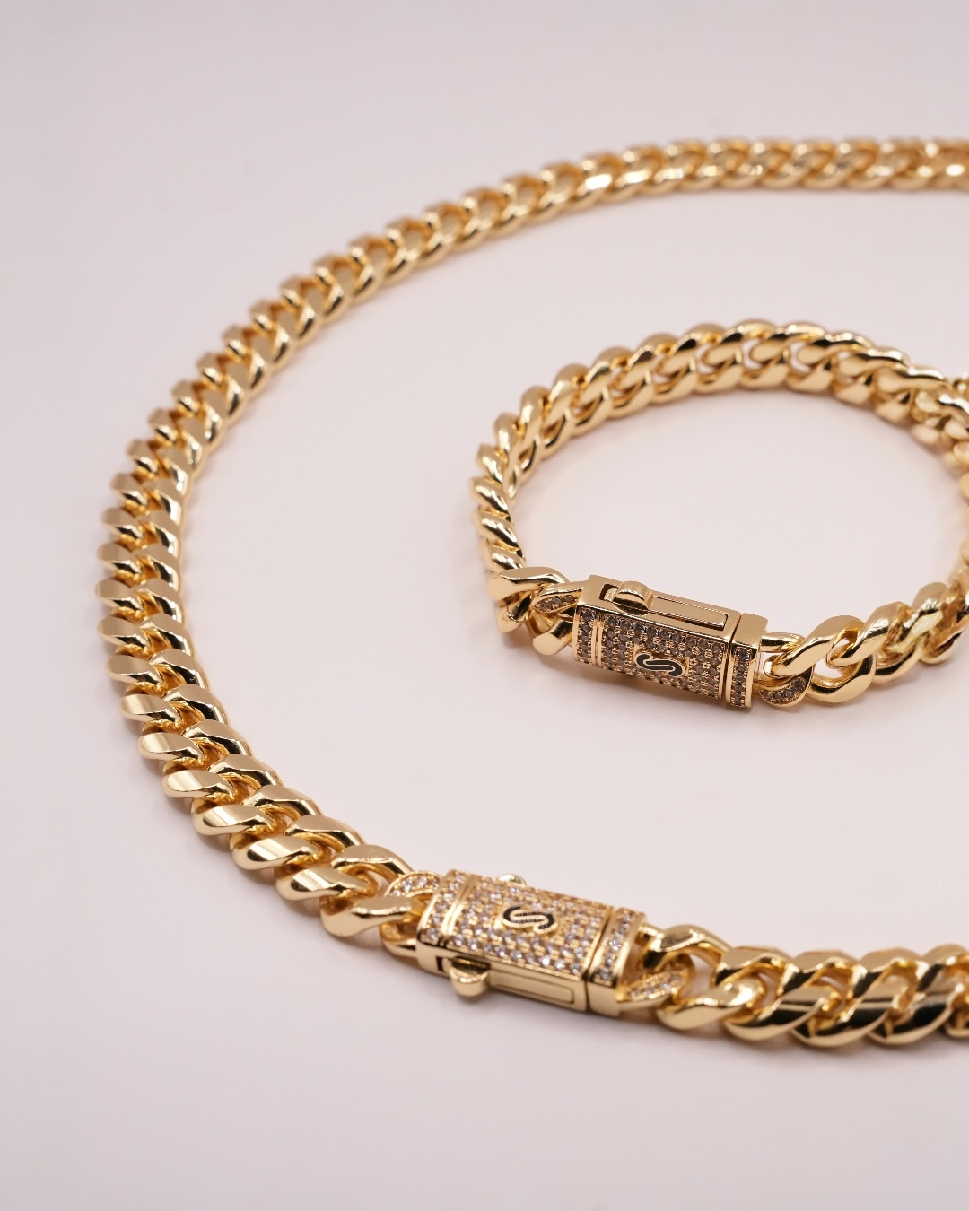 Set Cuban Havana Bărbați/Damă Placat cu Aur 18k 10mm