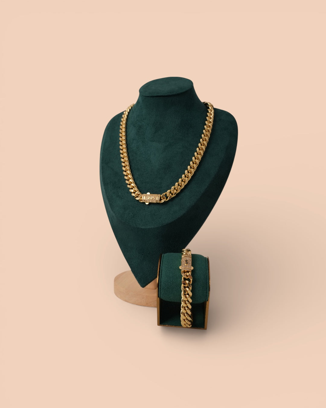 Set Cuban Havana Bărbați/Damă Placat cu Aur 18k 10mm
