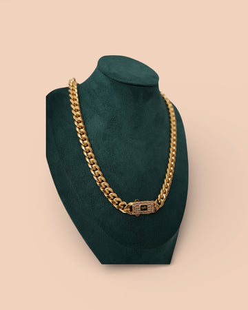 Colier Cuban Cielo Bărbați/Damă Placat cu Aur 18k 10mm