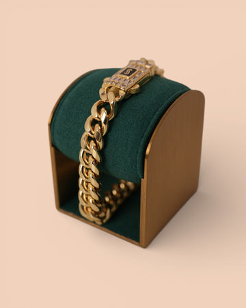 Brățara Cuban Cielo Bărbați/Damă Placată cu Aur 18k 10mm