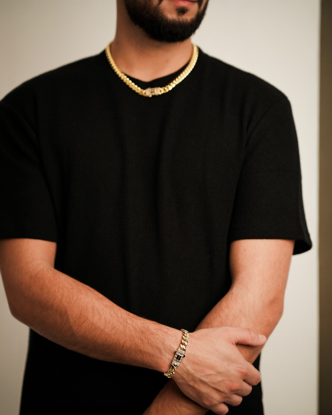 Set Cuban Cielo Bărbați/Damă Placat cu Aur 18k 10mm