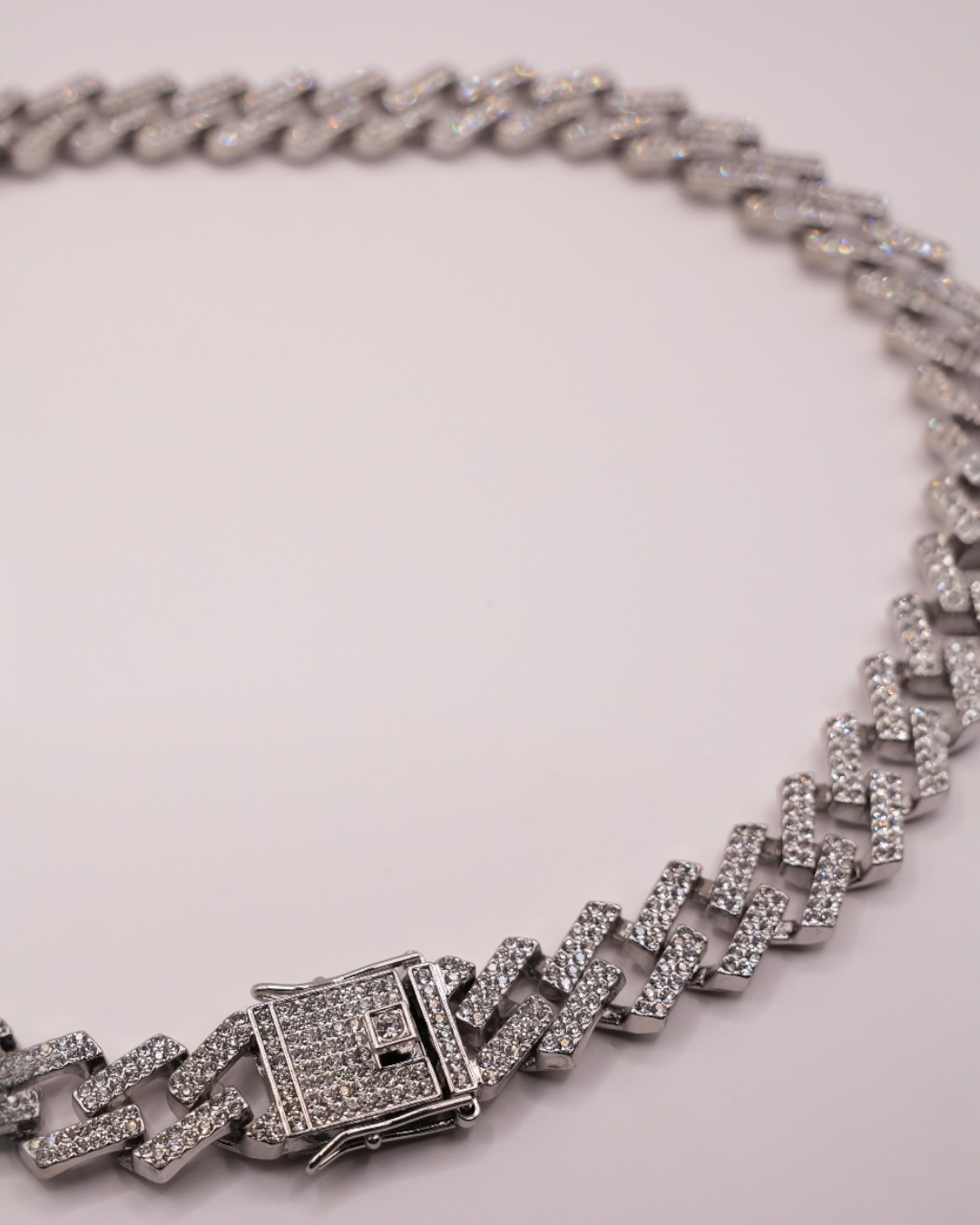 Colier Cuban Ice Silver Bărbați/Damă Oțel Inoxidabil 12mm
