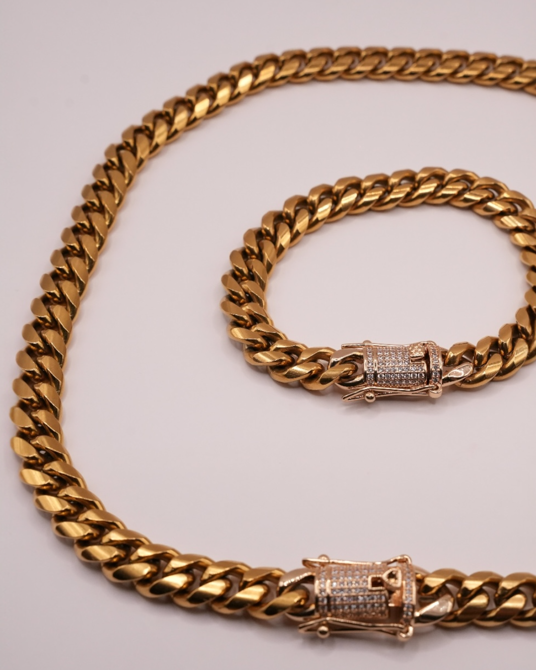 Set Cuban Bronze Bărbați/Damă Oțel Inoxidabil 12mm