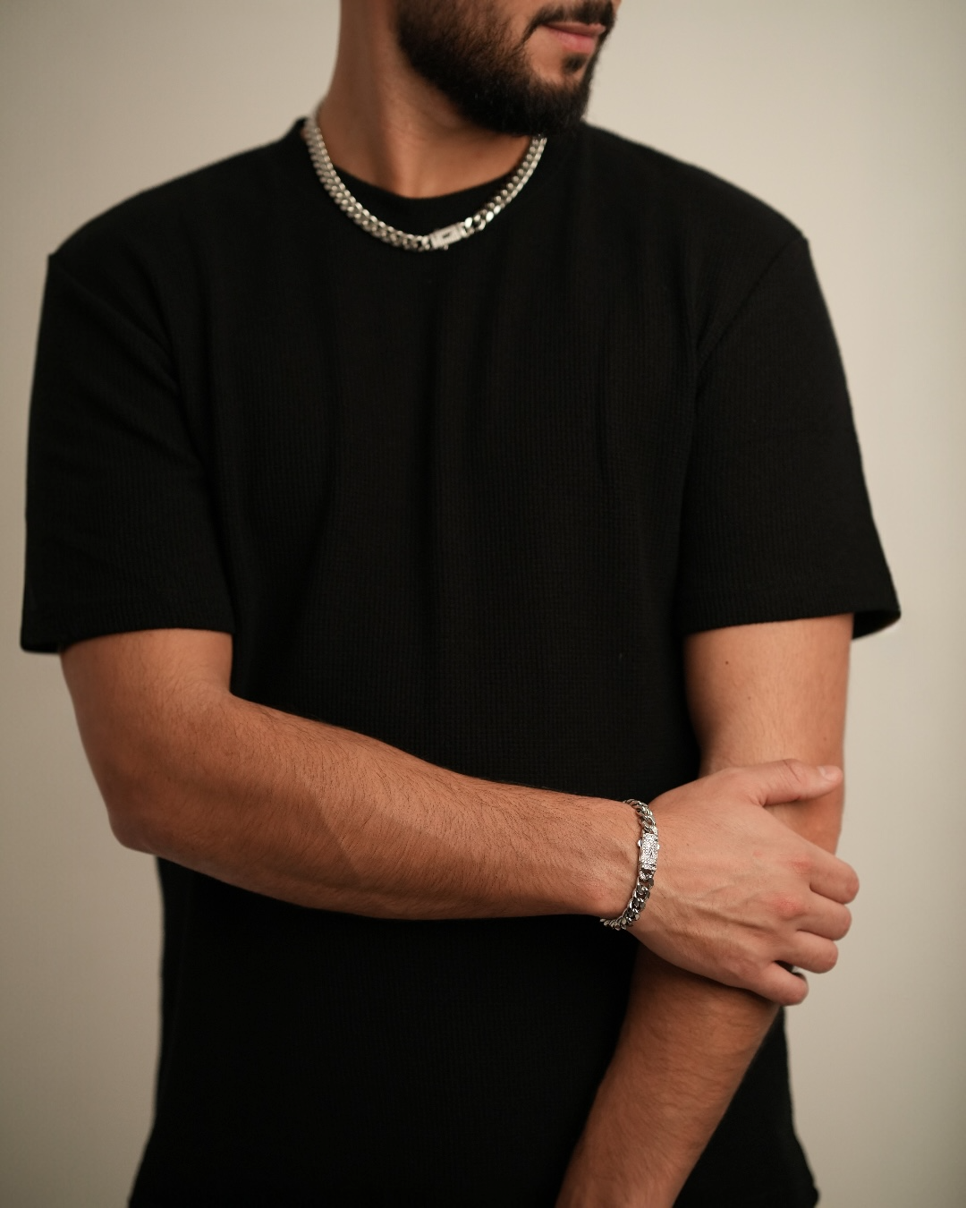 Set Cuban Platinum Bărbați/Damă Placat cu Aur Alb 10mm