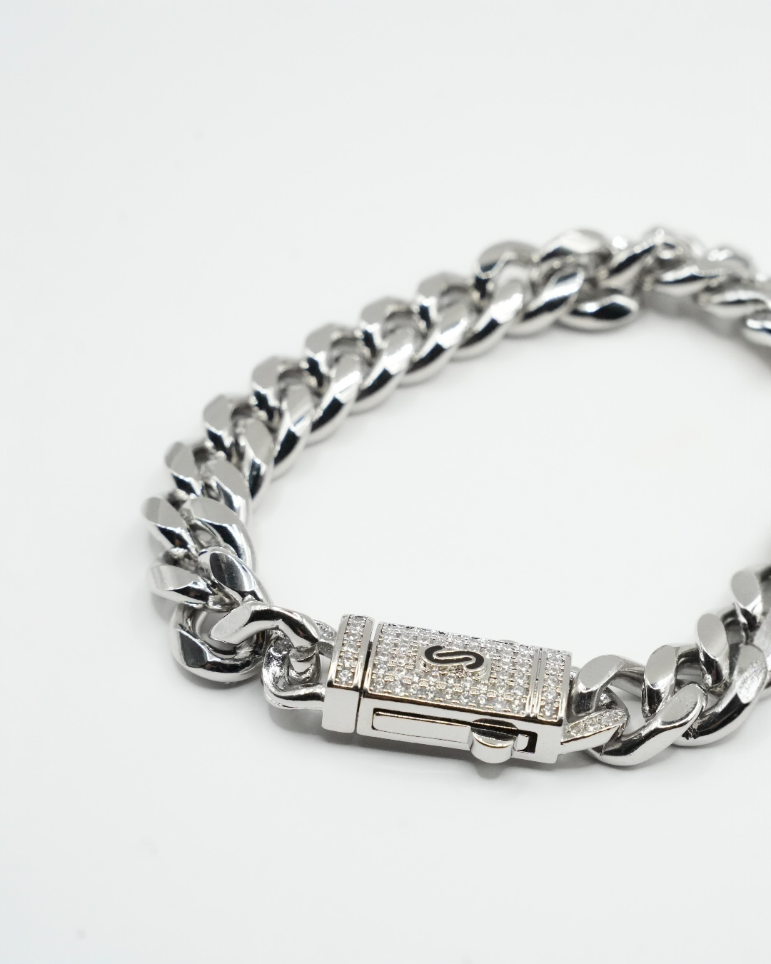 Brățara Cuban Platinum Bărbați/Damă Placat cu Aur Alb 10mm