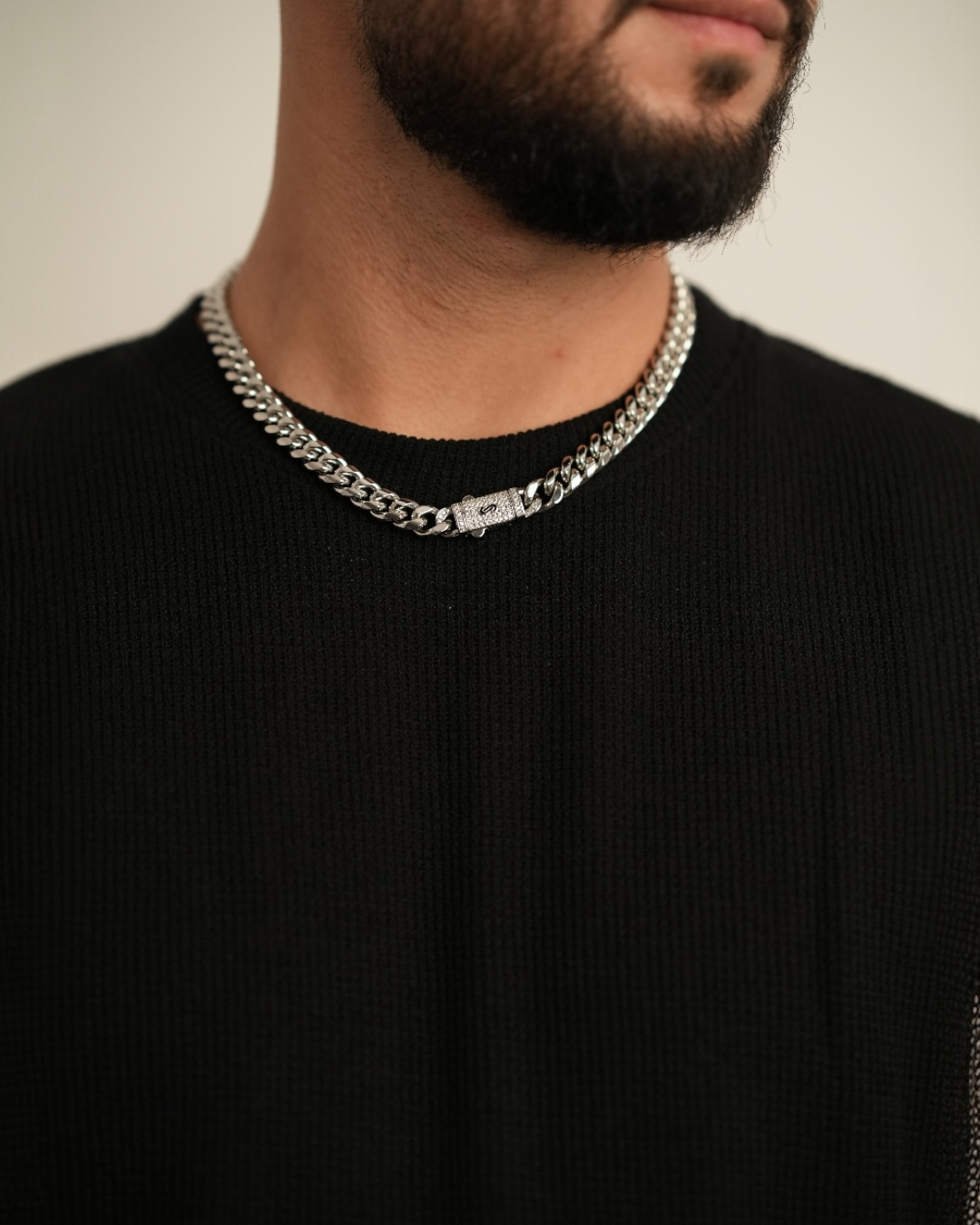 Colier Cuban Platinum Bărbați/Damă Placat cu Aur Alb 10mm