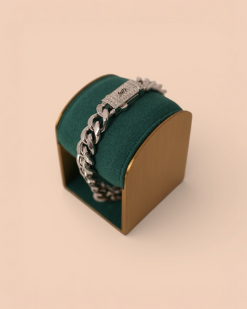 Brățara Cuban Platinum Bărbați/Damă Placat cu Aur Alb 10mm