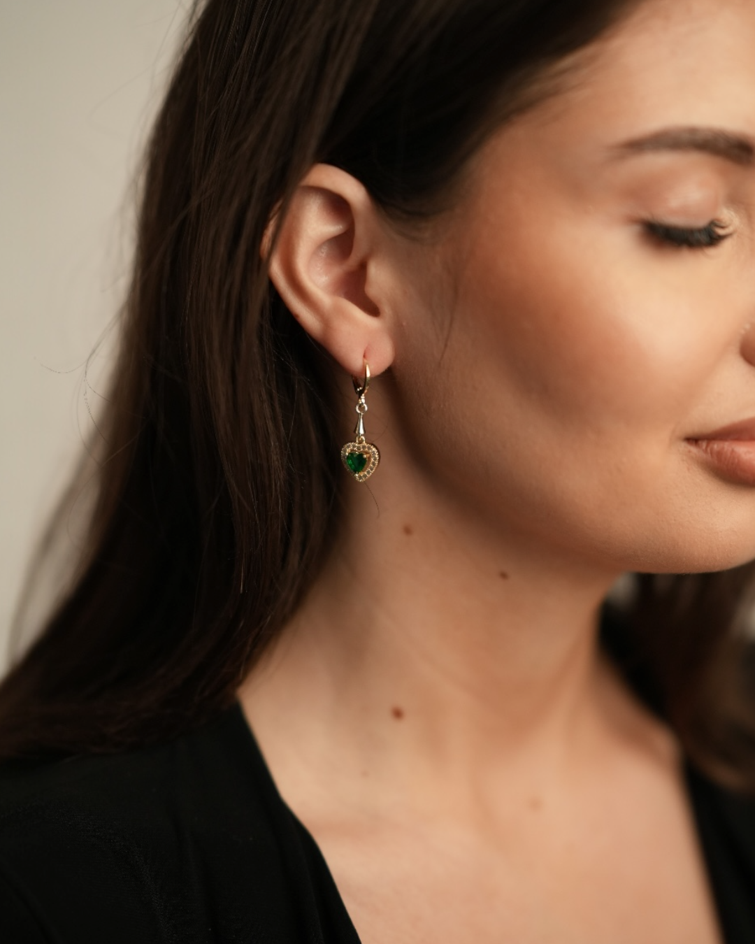 Set Cuban Green Heart Damă Placat cu Aur 18m