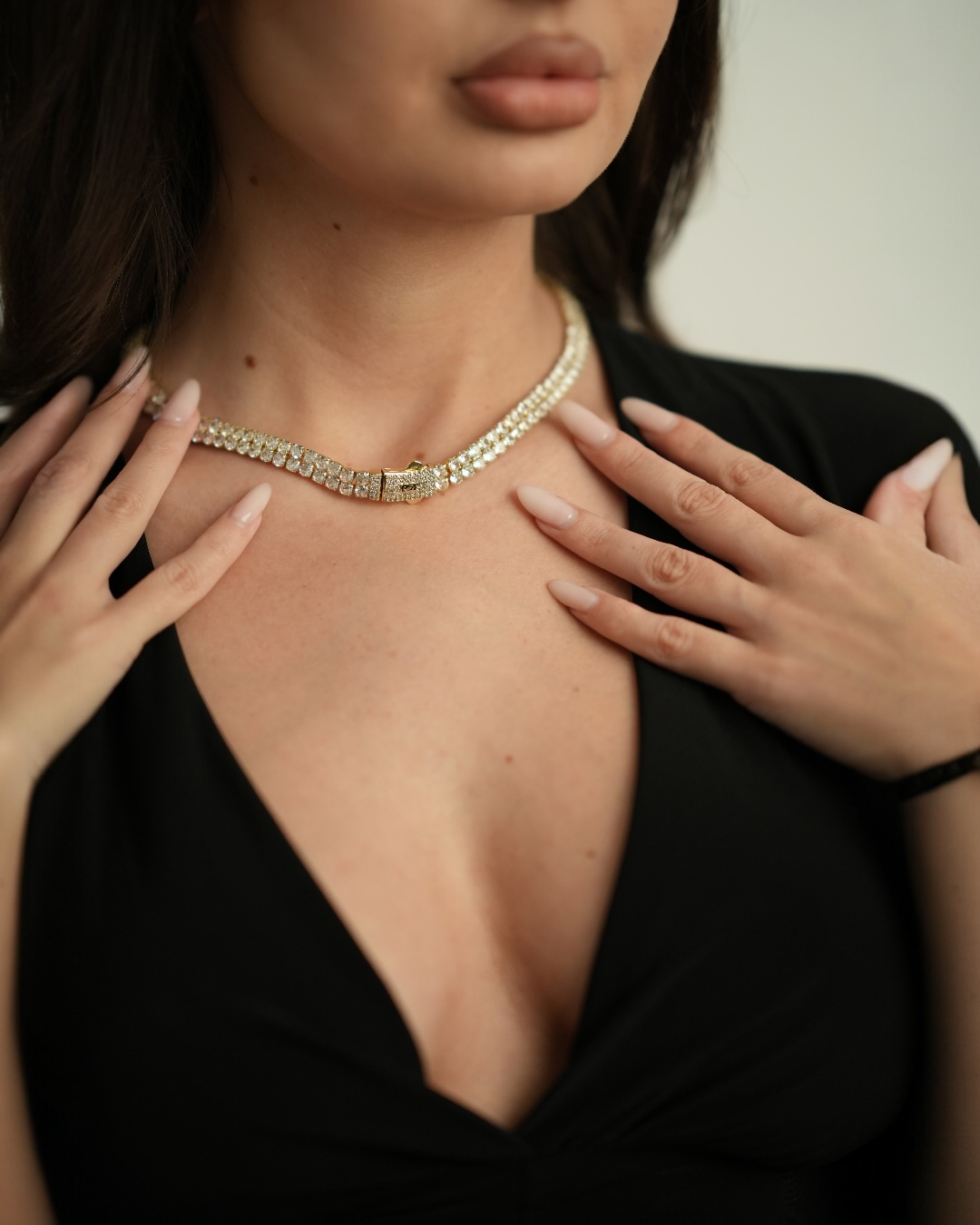 Colier Tennis Double Damă/Bărbați Placat cu Aur 18k 45cm