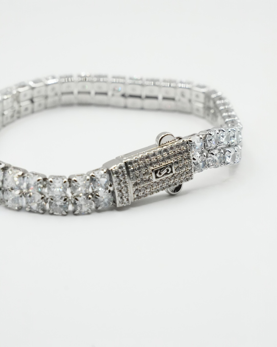 Brățara Tennis Double Damă/Bărbați Placată cu Aur Alb 20cm