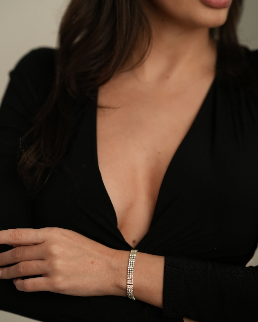 Brățara Triple Tennis Damă/Bărbați Placată cu Aur 18k