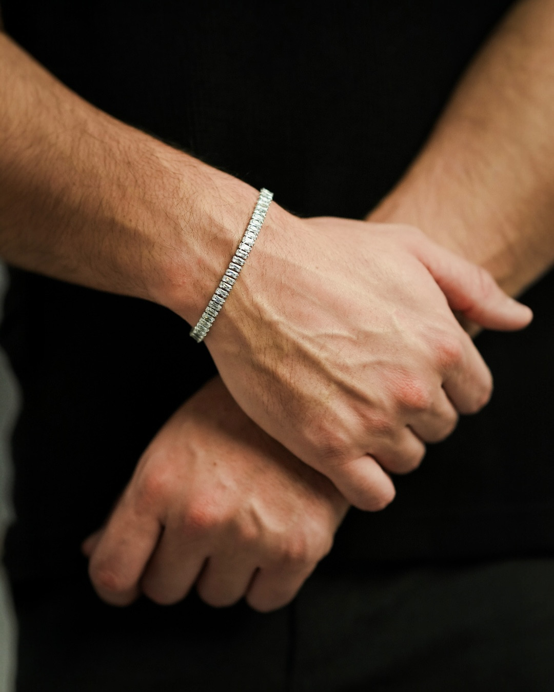 Brățara Tennis Platinum Bărbați/Damă Placată cu Aur Alb 5mm