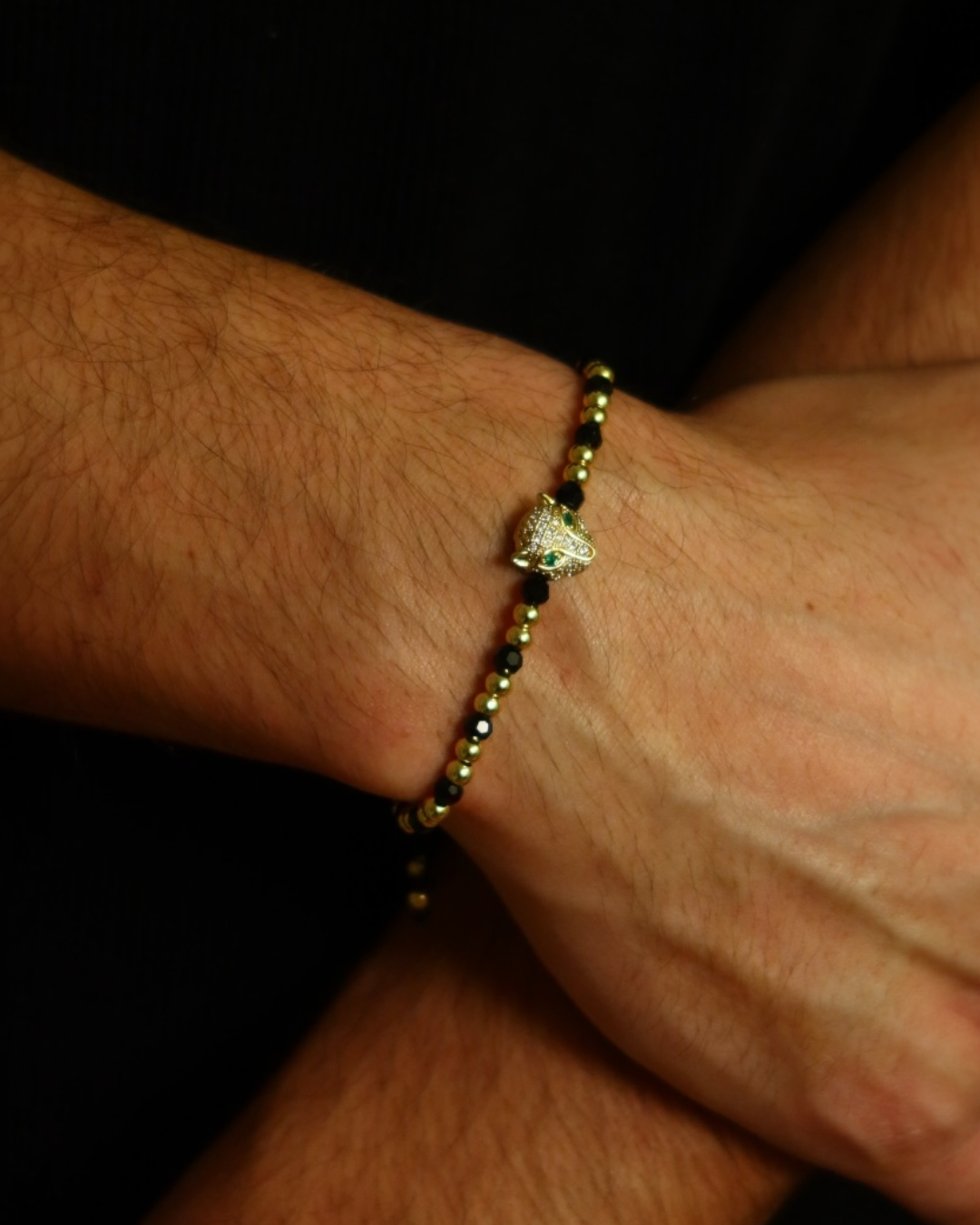 Brățara Black Tiger Bărbați/Damă Placată cu Aur 18k Reglabilă/Șnur