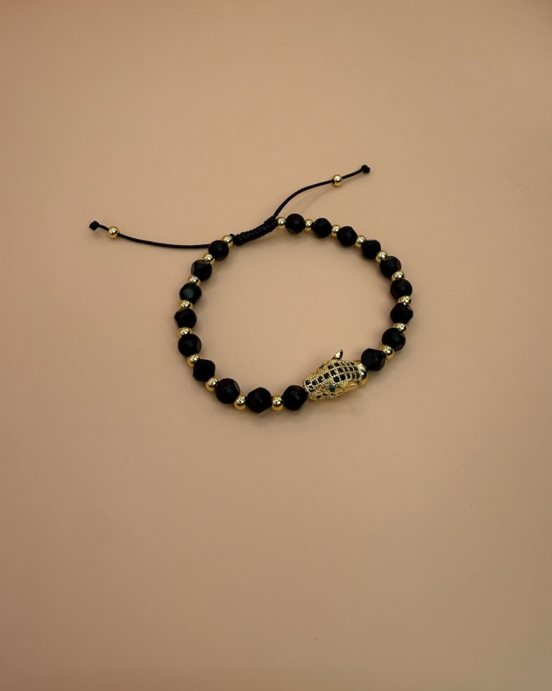 Brățara Panthera Bărbați/Damă Placată cu Aur 18k Reglabilă-Șnur