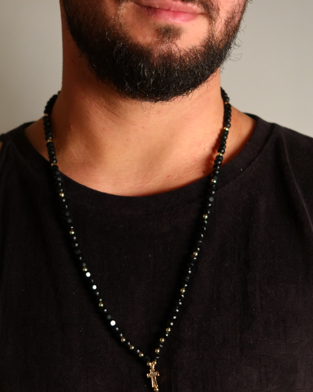 Rozariu Cruce Bărbați Placat cu Aur 18k 70cm