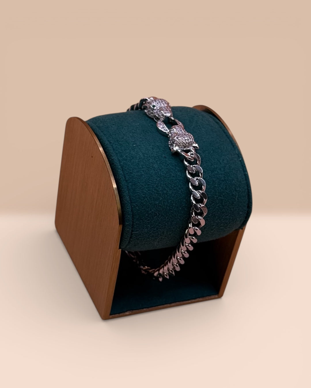 Brățara Twin Tigers Damă Placat cu Aur Alb 5mm