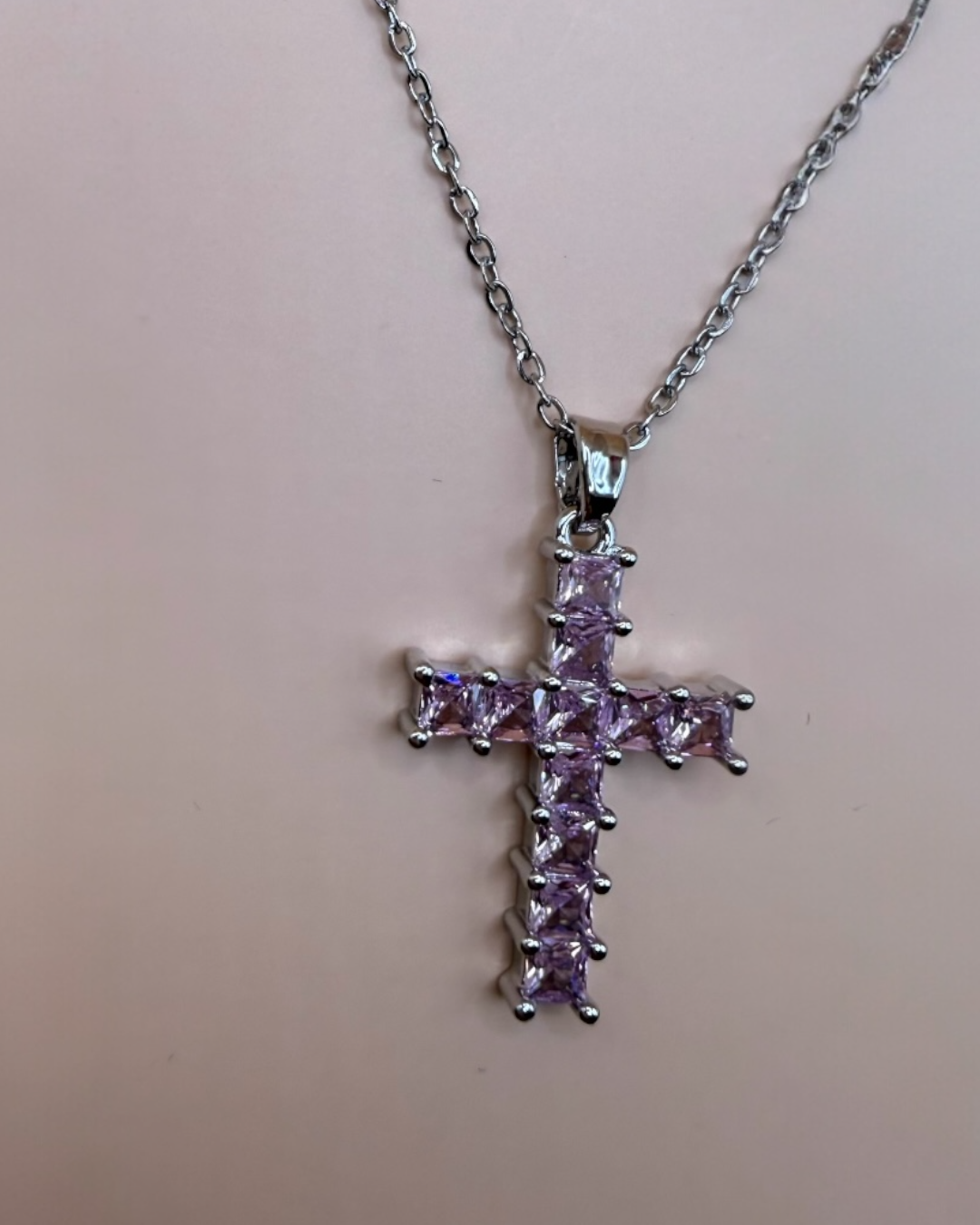 Colier Rosa Cruce Damă Oțel Inoxidabil 45cm