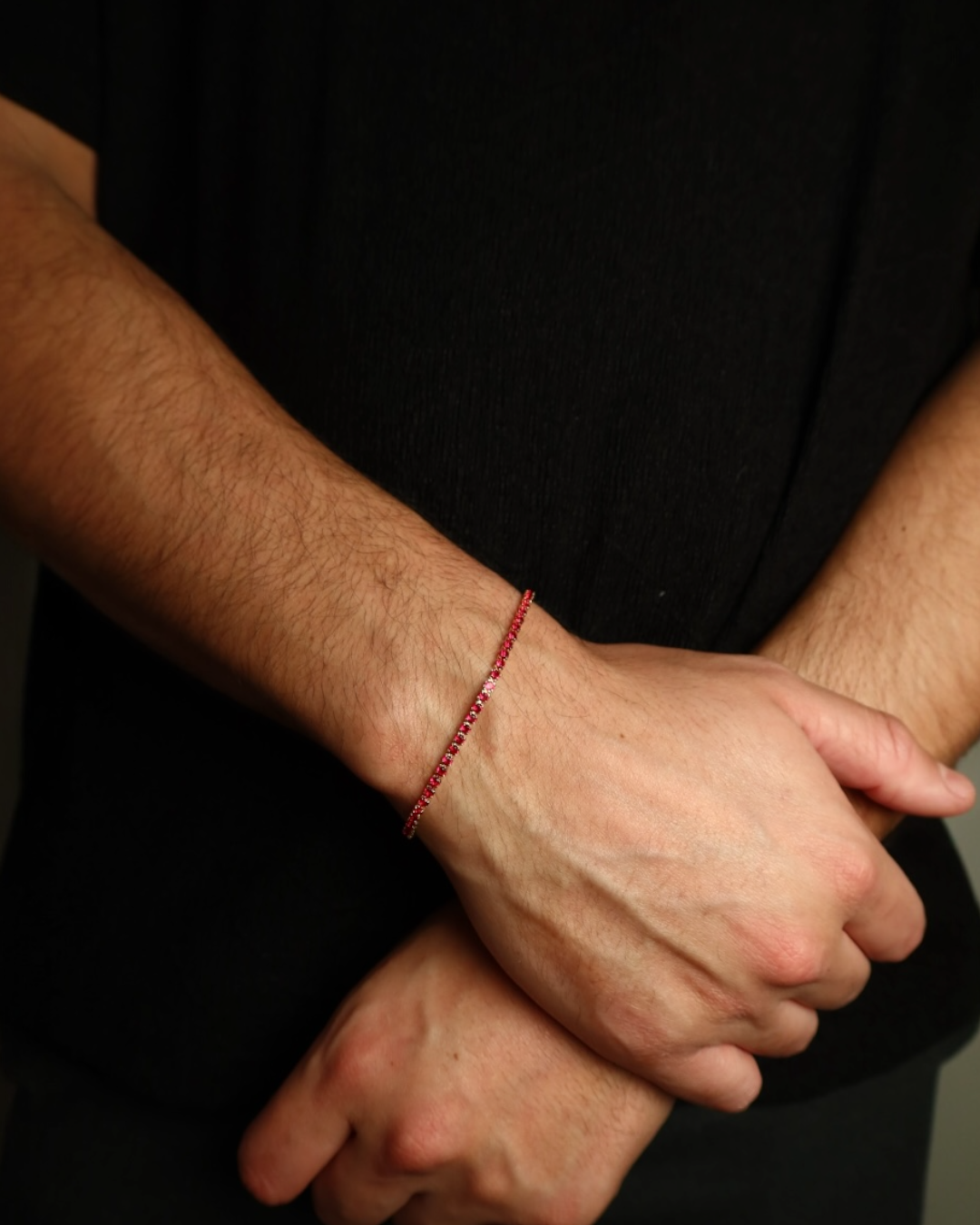 Brățară Tennis Roșie Damă/Bărbați Placată cu Aur 18k 2mm