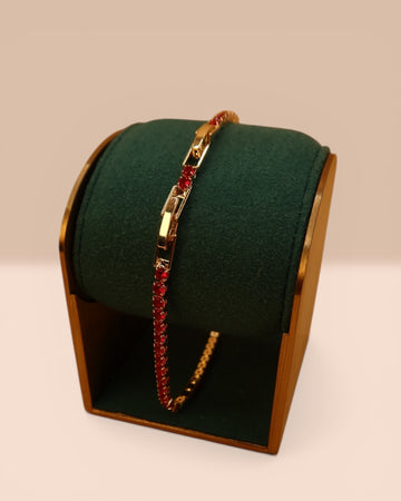 Brățară Tennis Roșie Damă/Bărbați Placată cu Aur 18k 2mm