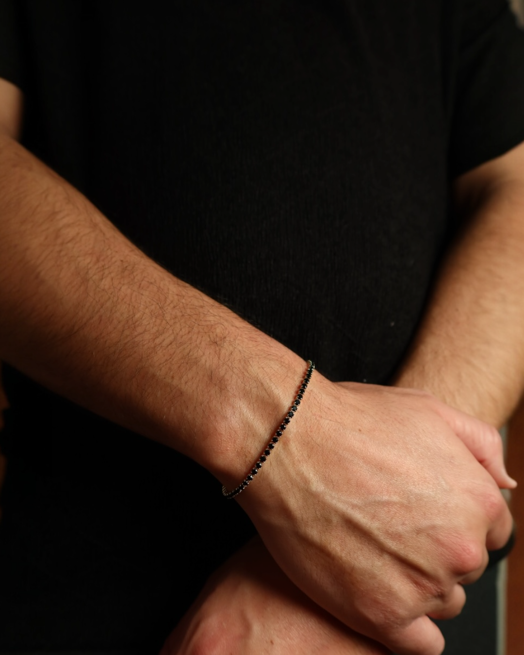 Brățară Tennis Neagră Damă/Bărbați Placată cu Aur 18k 2mm