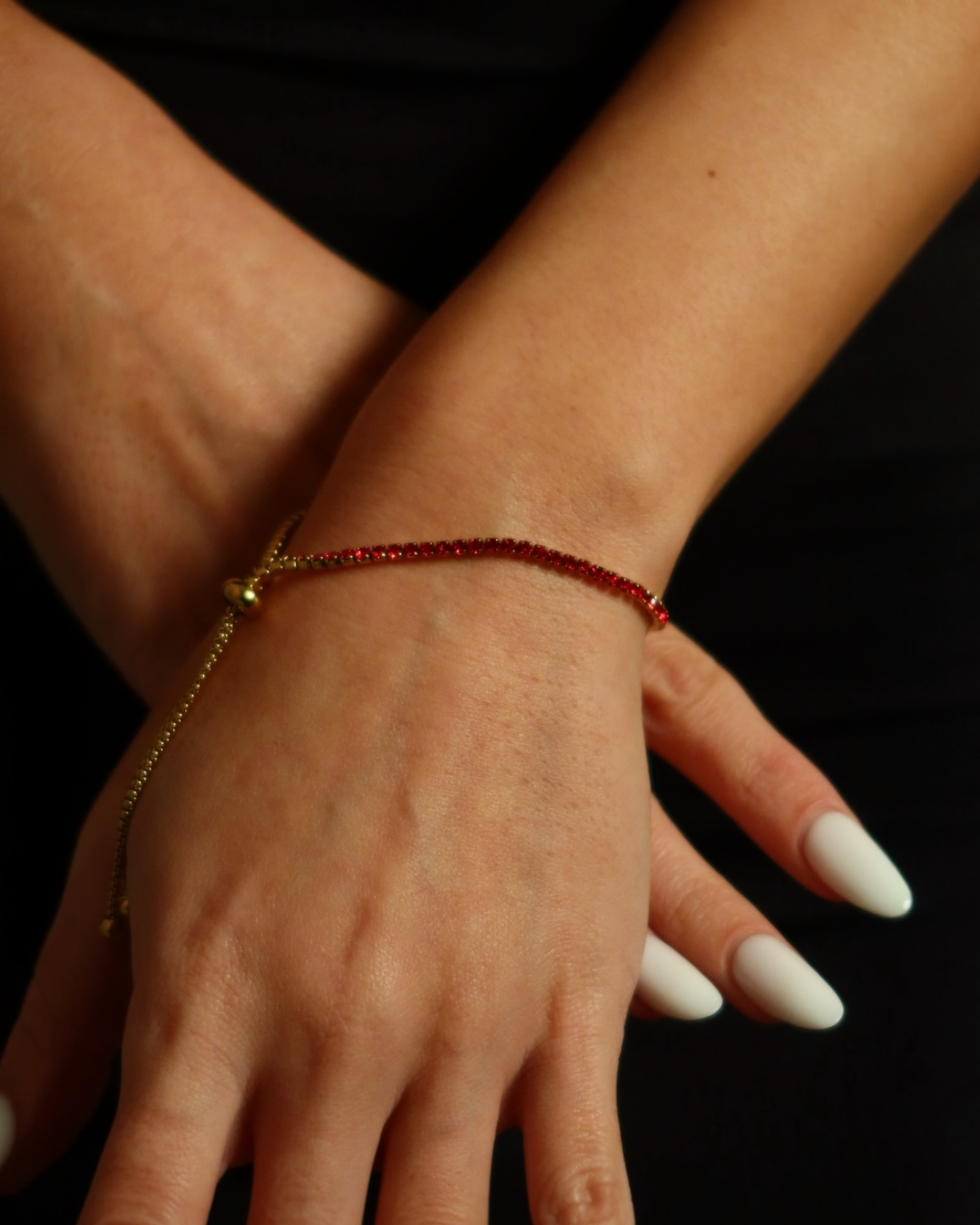 Brățară Tennis Roșie Damă/Bărbați Placată cu Aur 18k 2mm Reglabilă-Șnur