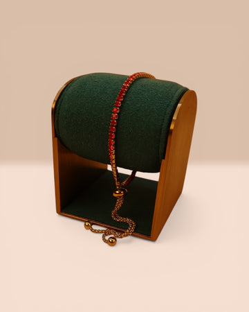 Brățară Tennis Roșie Damă/Bărbați Placată cu Aur 18k 2mm Reglabilă-Șnur