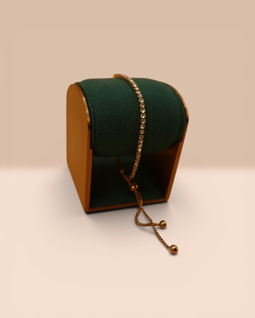 Brățară Tennis Albă Damă/Bărbați Placată cu Aur 18k 2mm Reglabilă-Șnur